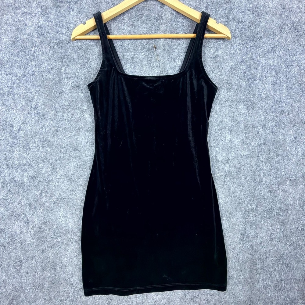 Urban Outfitters Velvet Mini Dress Women S Black Stretch Goth Witchy Square Neck